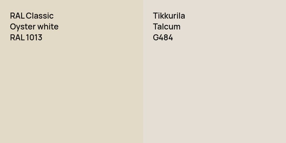 RAL Classic  Oyster white vs. Tikkurila Talcum