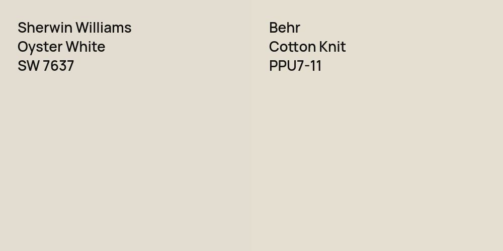 Sherwin Williams Oyster White vs. Behr Cotton Knit