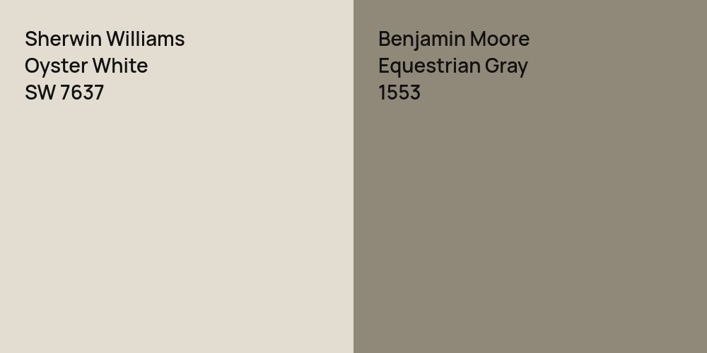 Sherwin Williams Oyster White vs. Benjamin Moore Equestrian Gray