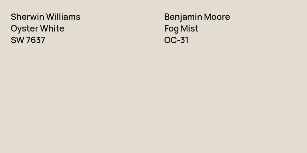 Sherwin Williams Oyster White vs. Benjamin Moore Fog Mist