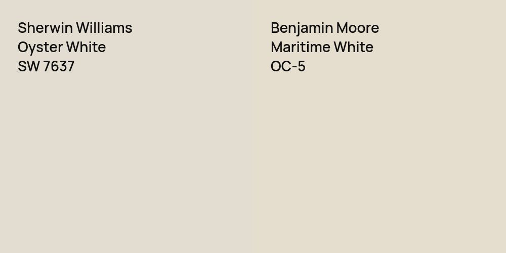 Sherwin Williams Oyster White vs. Benjamin Moore Maritime White