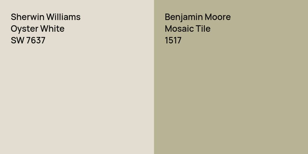 Sherwin Williams Oyster White vs. Benjamin Moore Mosaic Tile