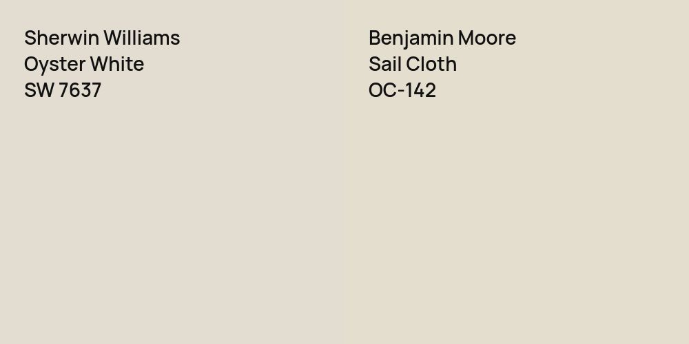 Sherwin Williams Oyster White vs. Benjamin Moore Sail Cloth