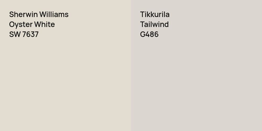 Sherwin Williams Oyster White vs. Tikkurila Tailwind