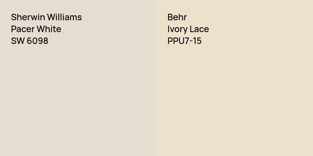 Sherwin Williams Pacer White vs. Behr Ivory Lace