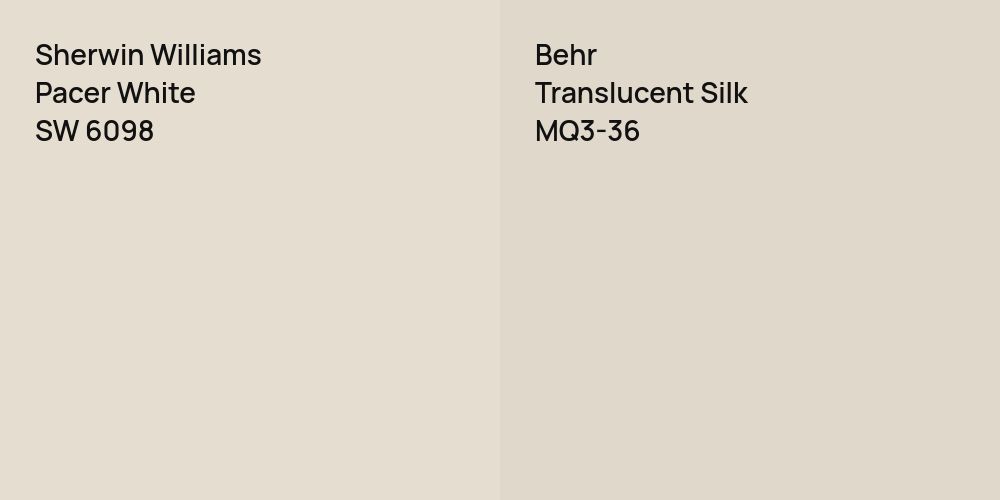 Sherwin Williams Pacer White vs. Behr Translucent Silk