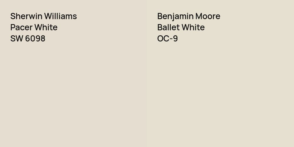 Sherwin Williams Pacer White vs. Benjamin Moore Ballet White