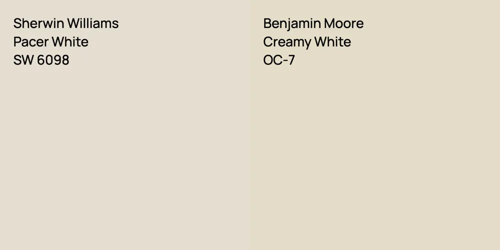 Sherwin Williams Pacer White vs. Benjamin Moore Creamy White