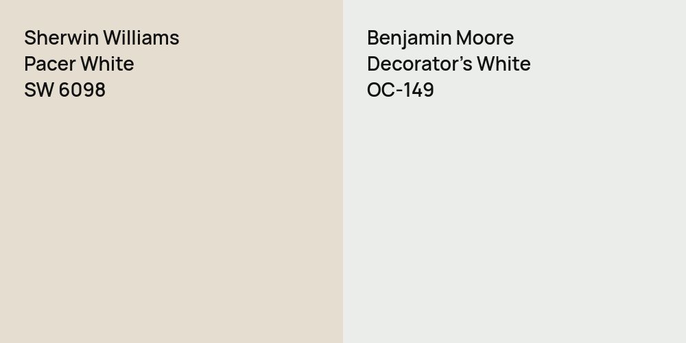 Sherwin Williams Pacer White vs. Benjamin Moore Decorator's White