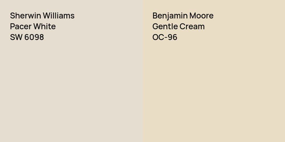 Sherwin Williams Pacer White vs. Benjamin Moore Gentle Cream