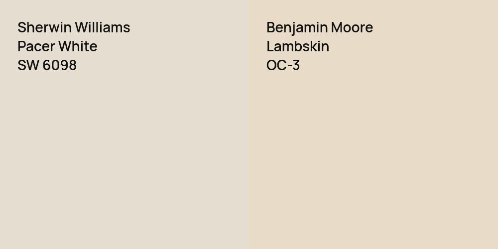 Sherwin Williams Pacer White vs. Benjamin Moore Lambskin