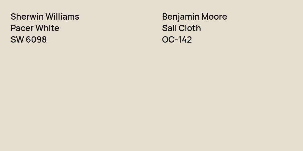 Sherwin Williams Pacer White vs. Benjamin Moore Sail Cloth