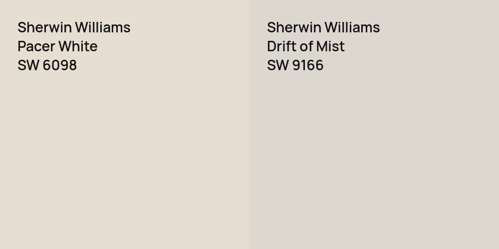 Sherwin Williams Pacer White vs. Sherwin Williams Drift of Mist