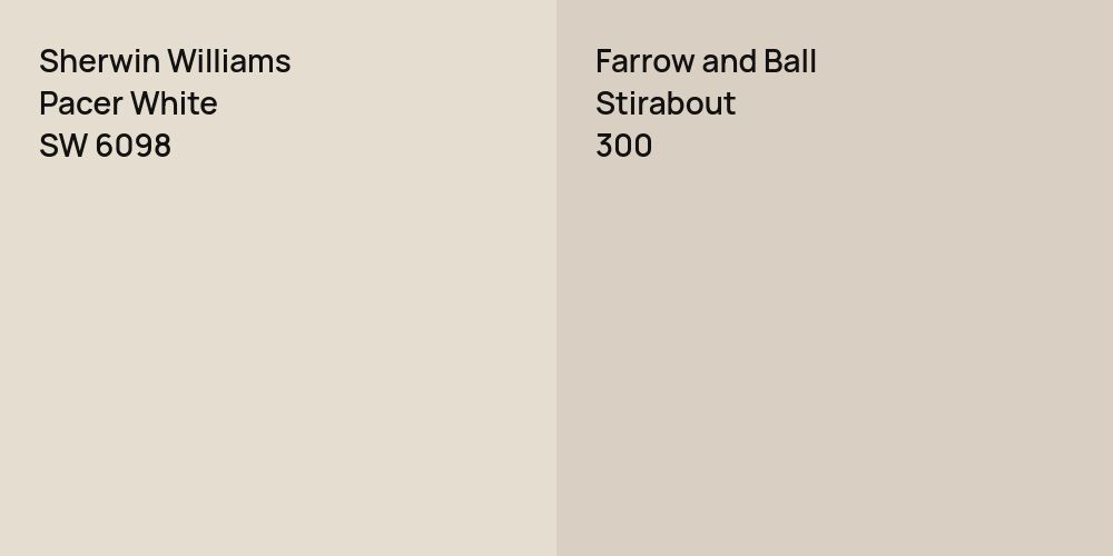 Sherwin Williams Pacer White vs. Farrow and Ball Stirabout