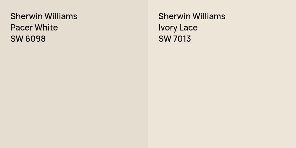 Sherwin Williams Pacer White vs. Sherwin Williams Ivory Lace