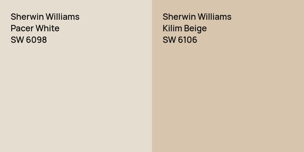 Sherwin Williams Pacer White vs. Sherwin Williams Kilim Beige