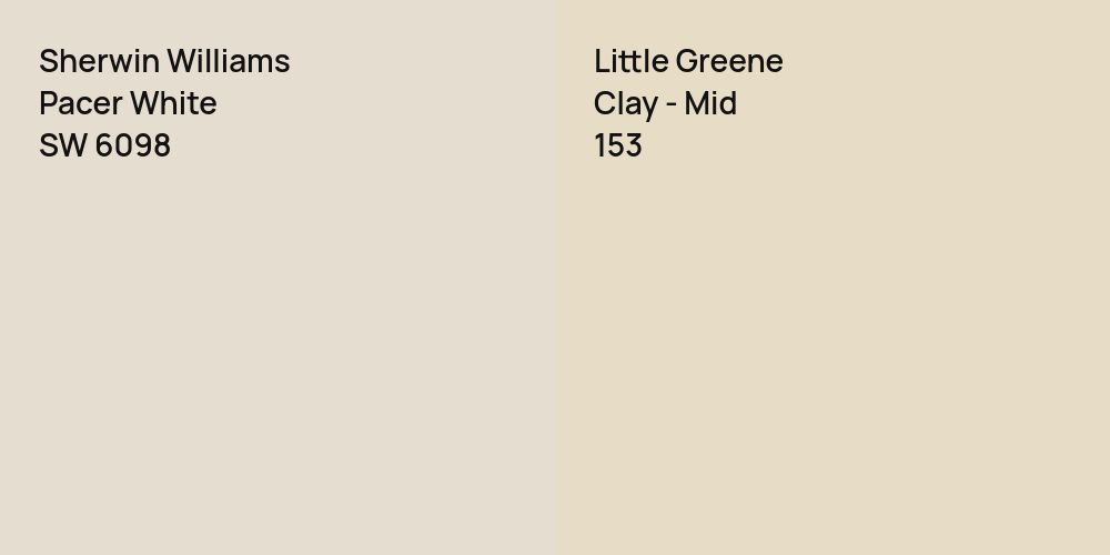 Sherwin Williams Pacer White vs. Little Greene Clay - Mid