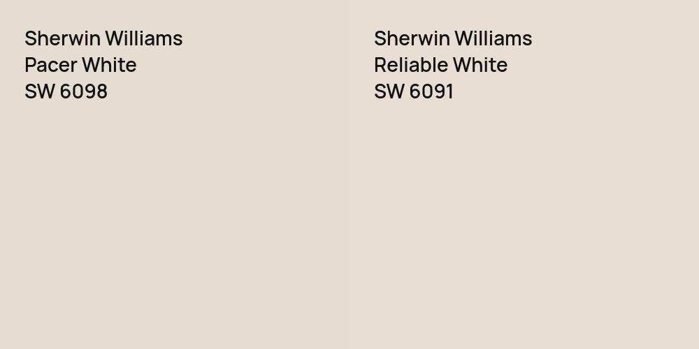 Sherwin Williams Pacer White vs. Sherwin Williams Reliable White