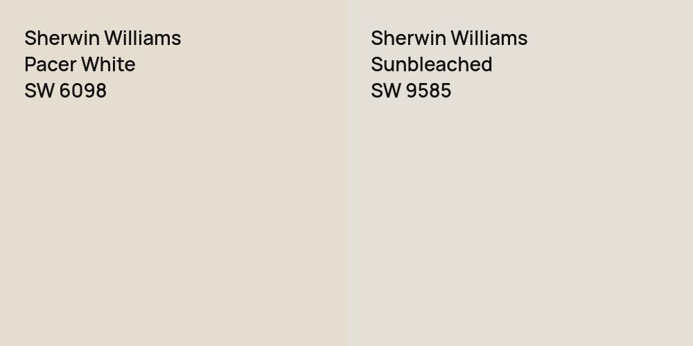 Sherwin Williams Pacer White vs. Sherwin Williams Sunbleached