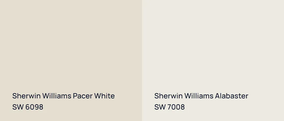 Sherwin Williams Pacer White SW 6098 vs Sherwin Williams Alabaster SW 7008