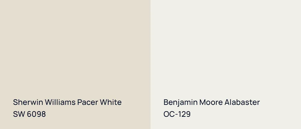 Sherwin Williams Pacer White SW 6098 vs Benjamin Moore Alabaster OC-129