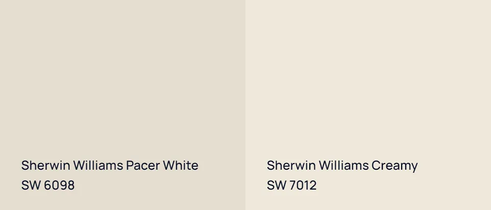 Sherwin Williams Pacer White SW 6098 vs Sherwin Williams Creamy SW 7012