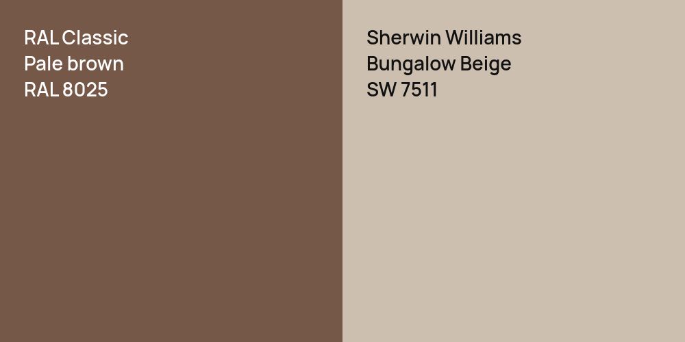 RAL Classic  Pale brown vs. Sherwin Williams Bungalow Beige