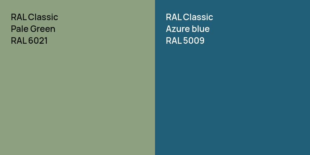 RAL Classic Pale Green vs. RAL Classic  Azure blue