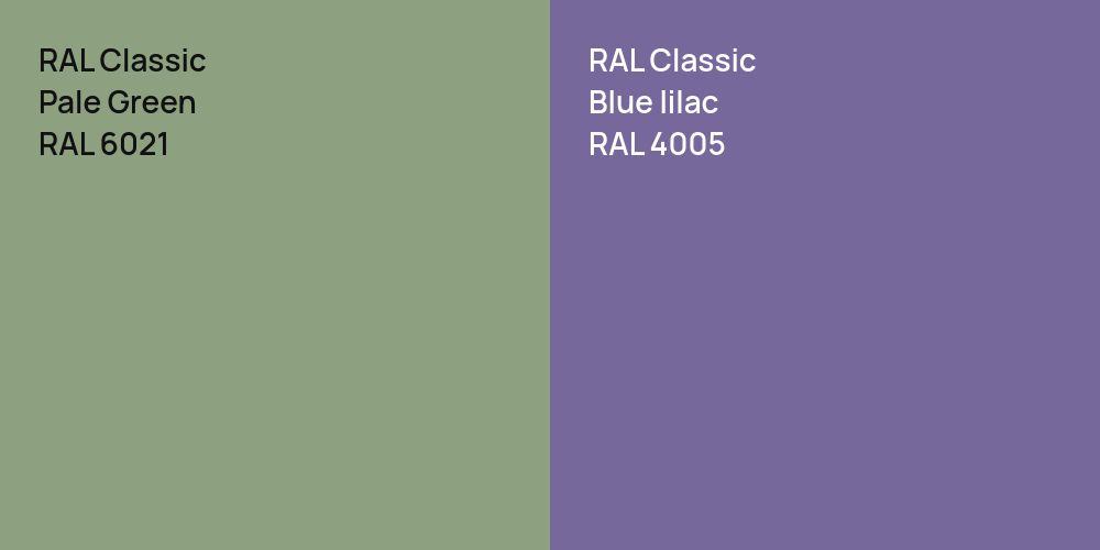 RAL Classic Pale Green vs. RAL Classic  Blue lilac