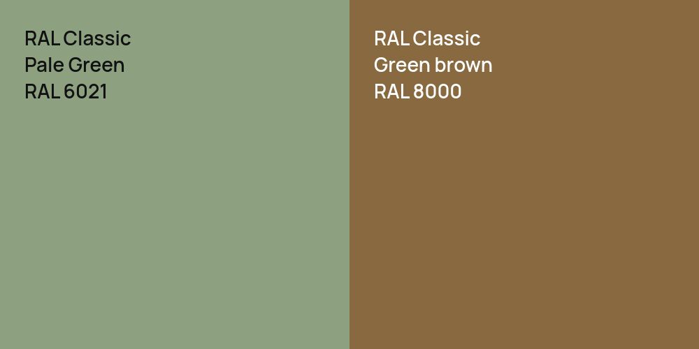 RAL Classic Pale Green vs. RAL Classic  Green brown