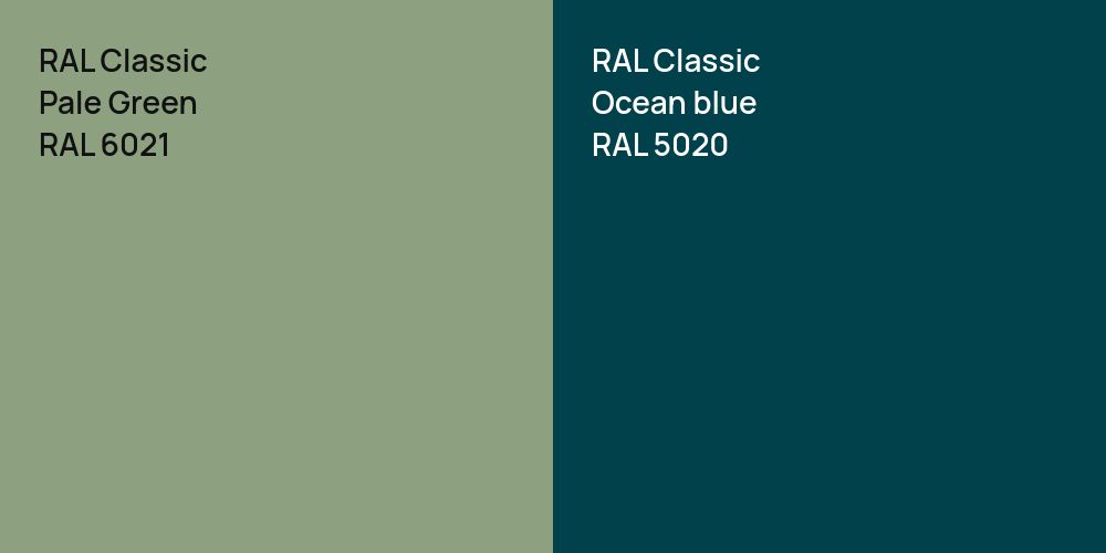 RAL Classic Pale Green vs. RAL Classic  Ocean blue