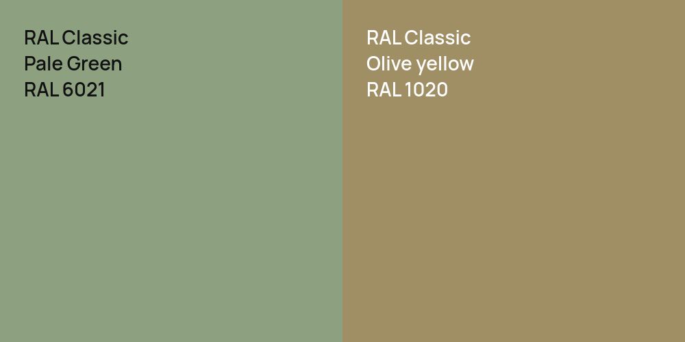 RAL Classic Pale Green vs. RAL Classic  Olive yellow