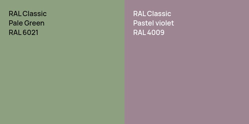 RAL Classic Pale Green vs. RAL Classic  Pastel violet