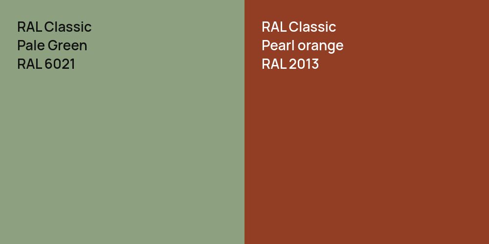 RAL Classic Pale Green vs. RAL Classic  Pearl orange