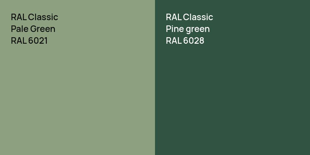 RAL Classic Pale Green vs. RAL Classic  Pine green