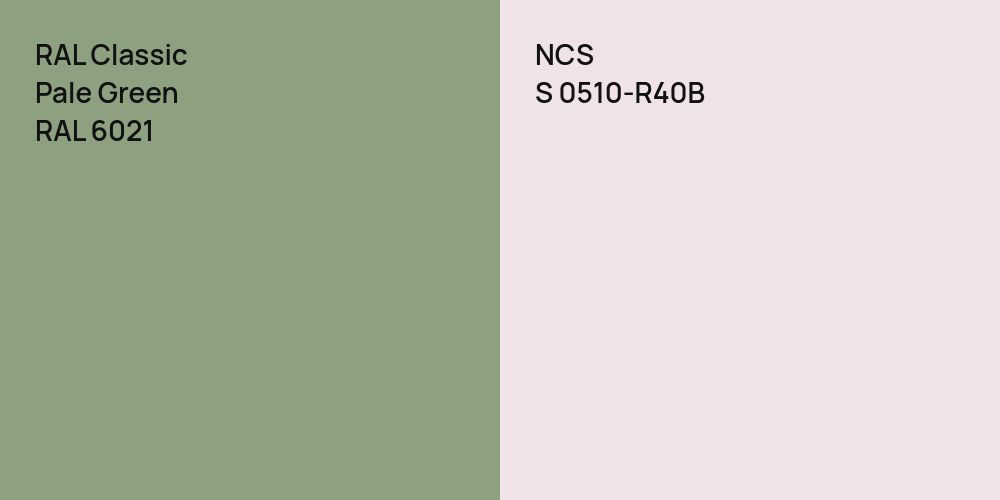 RAL Classic Pale Green vs. NCS S 0510-R40B