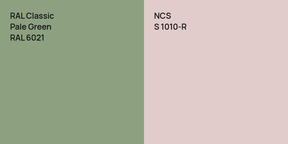 RAL Classic Pale Green vs. NCS S 1010-R