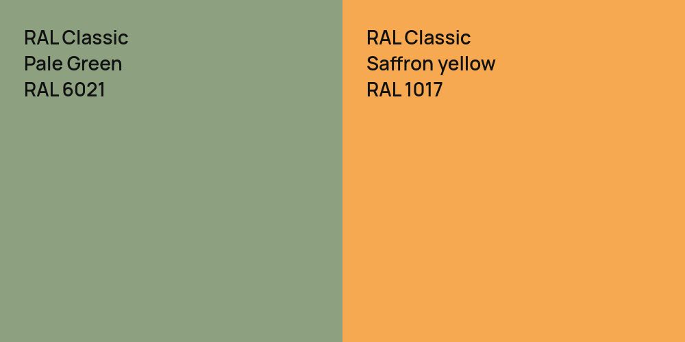 RAL Classic Pale Green vs. RAL Classic  Saffron yellow