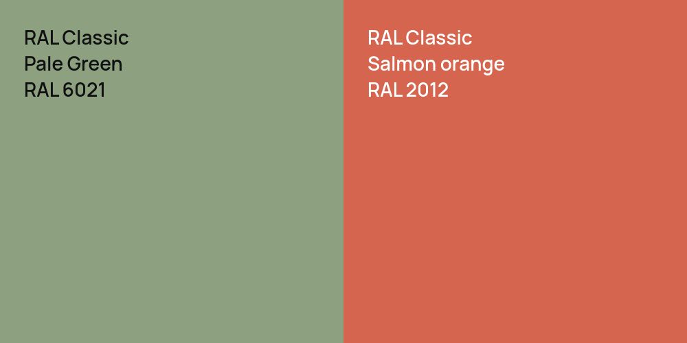 RAL Classic Pale Green vs. RAL Classic  Salmon orange