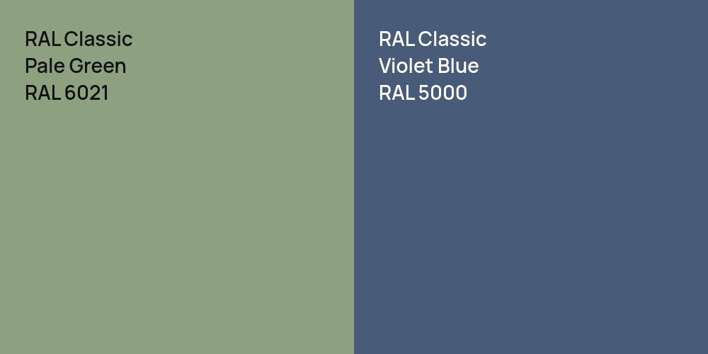 RAL Classic Pale Green vs. RAL Classic Violet Blue