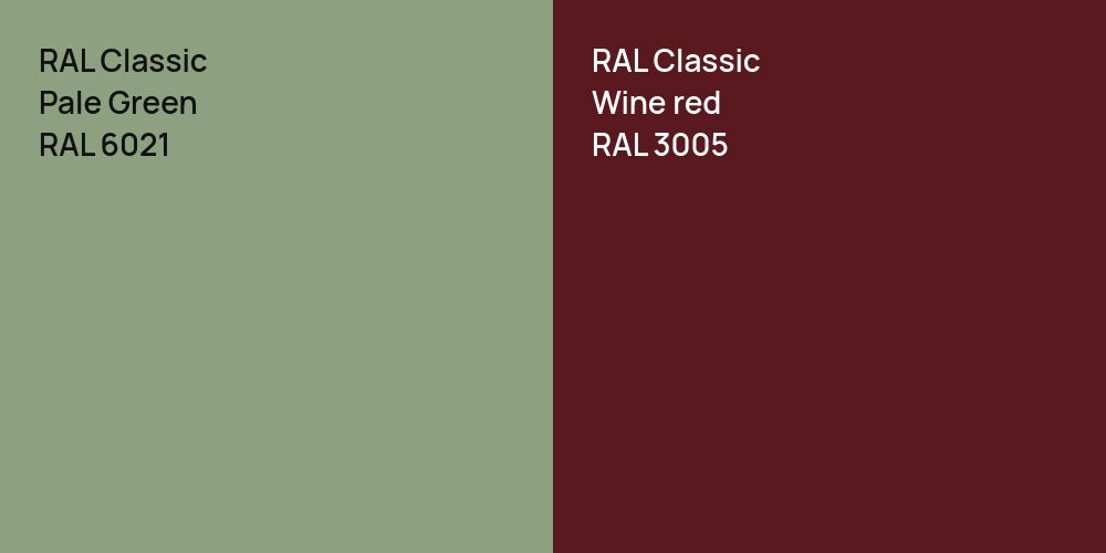 RAL Classic Pale Green vs. RAL Classic  Wine red