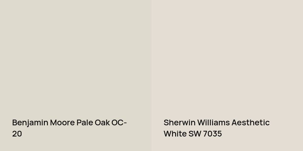 Benjamin Moore Pale Oak vs. Sherwin Williams Aesthetic White