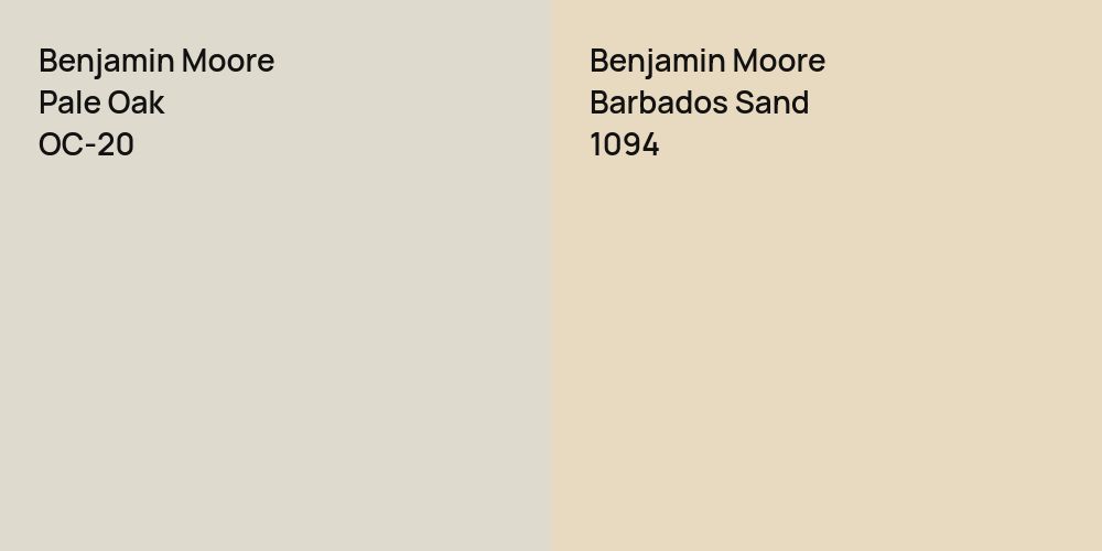 Benjamin Moore Pale Oak vs. Benjamin Moore Barbados Sand