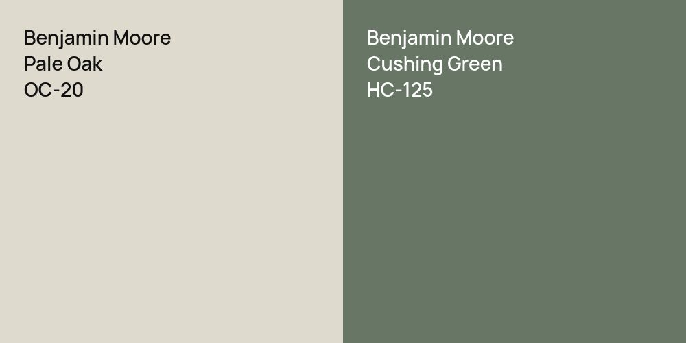 Benjamin Moore Pale Oak vs. Benjamin Moore Cushing Green