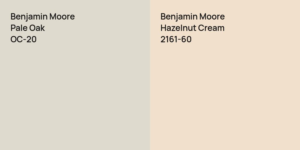 Benjamin Moore Pale Oak vs. Benjamin Moore Hazelnut Cream