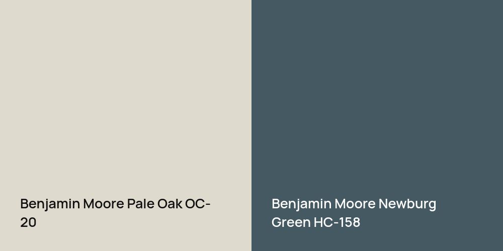 Benjamin Moore Pale Oak vs. Benjamin Moore Newburg Green