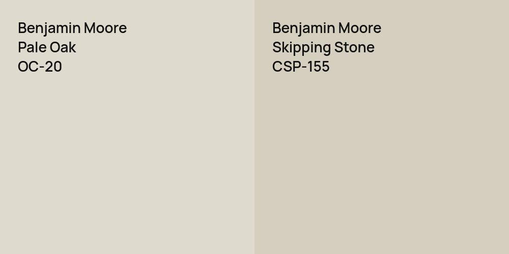 Benjamin Moore Pale Oak vs. Benjamin Moore Skipping Stone