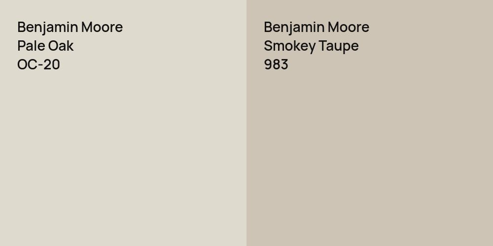 Benjamin Moore Pale Oak vs. Benjamin Moore Smokey Taupe