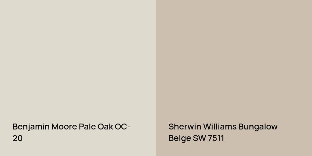 Benjamin Moore Pale Oak vs. Sherwin Williams Bungalow Beige