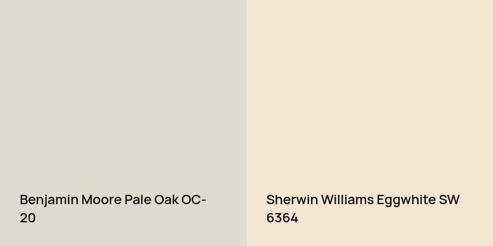 Benjamin Moore Pale Oak vs. Sherwin Williams Eggwhite